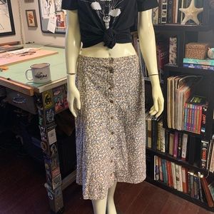 Vintage 80s 90s Floral Russ Maxi Skirt w/ Buttons